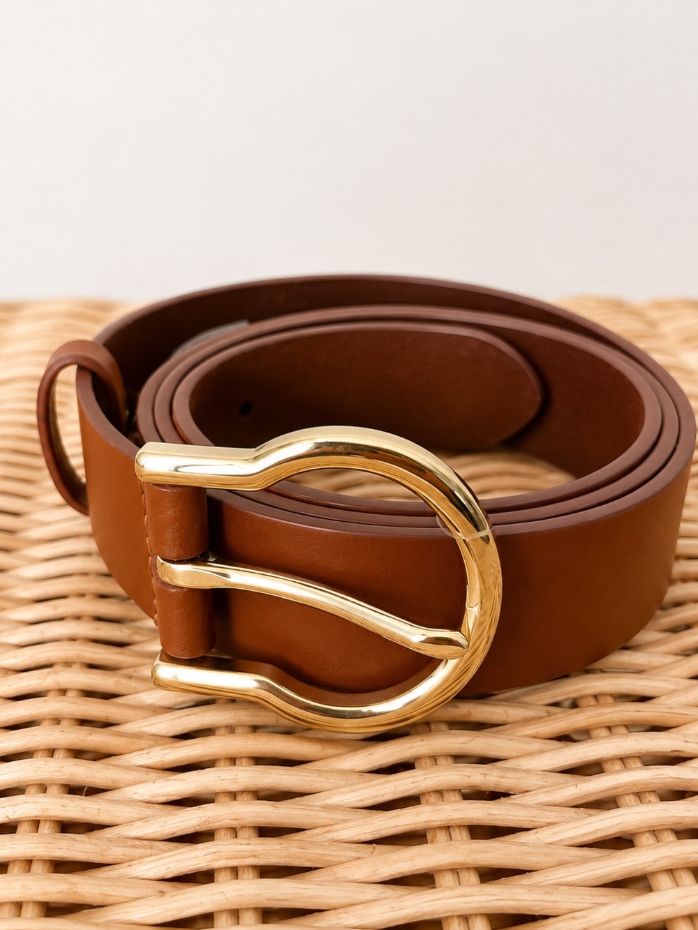 NWT | Cole Haan Leather Belt Tan Gold Buckle Size M, L, XL